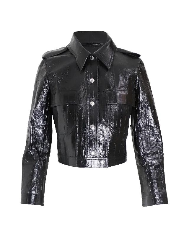 Louis Vuitton Cropped Jacket in Black Leather