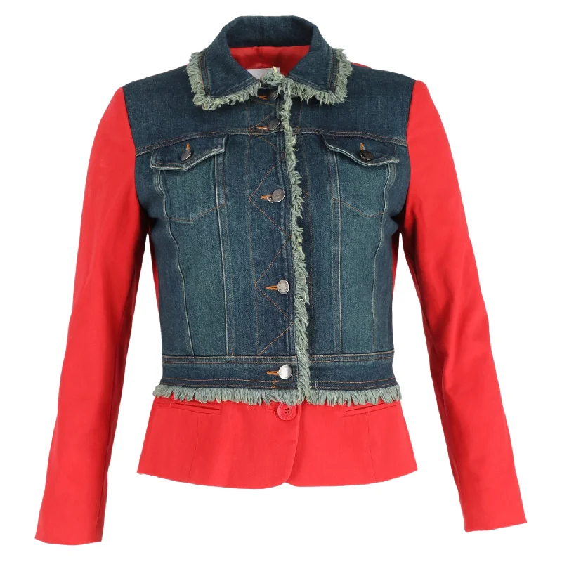 Take Advantage Moschino Jeans Vintage Panel Jacket in Red and Blue Denim