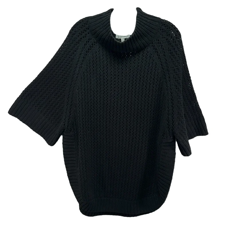 Price Reduction Oversized Mock Neck Short Sleeve Sweater By Cable Stitch In Black, Size: S/M