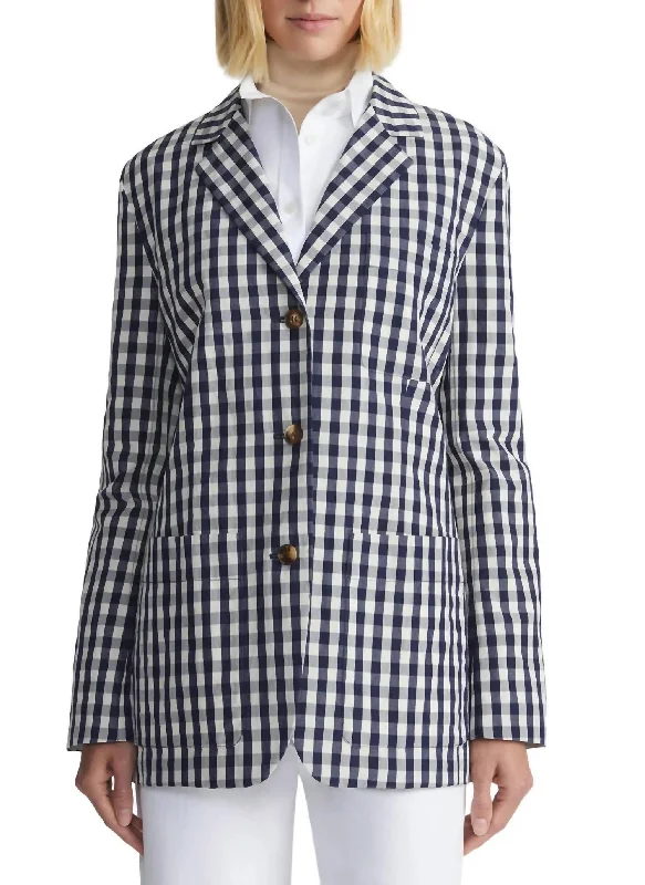 Limited Quantity Patch Pocket Single Breasted Jacket In Blue Multi