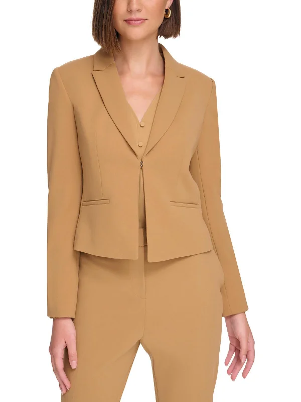 Blowout Sale Petites Womens Collar Crepe Open-Front Blazer