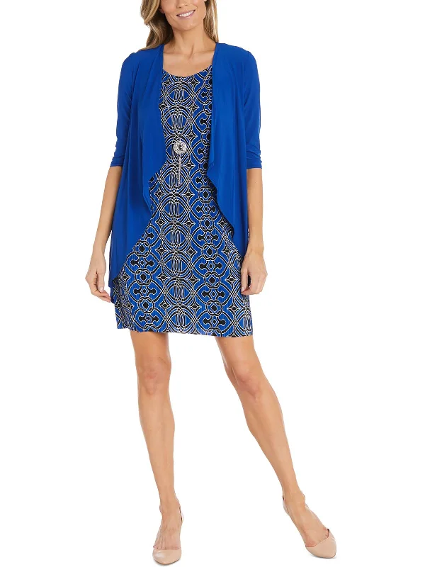Don't Wait Petites Womens Drapey Cardigan Open-Front Blazer