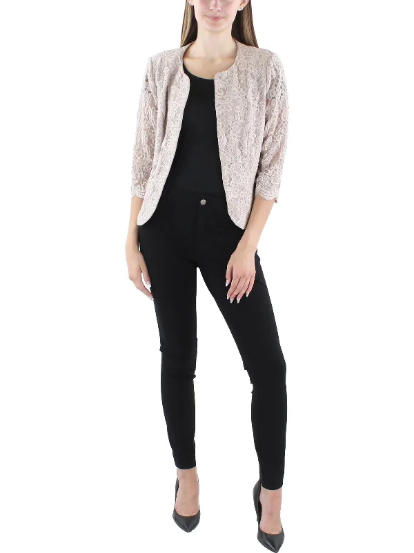 Epic Deals Petites Womens Lace Glitter Jacket