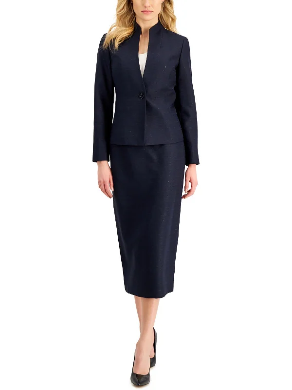 Buy Now Petites Womens Metallic Polyester One-Button Blazer