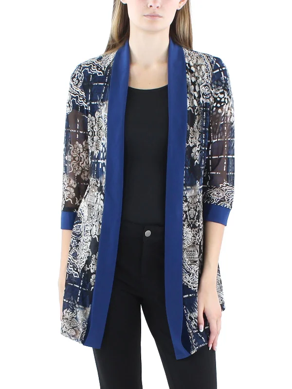 Low Prices Petites Womens Printed Polyester Duster Blazer
