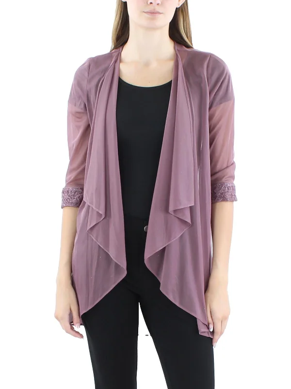 Crazy Deals Petites Womens Sheer Polyester Duster Blazer