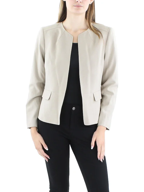 Instant Discount Petites Womens Solid Polyester Open-Front Blazer
