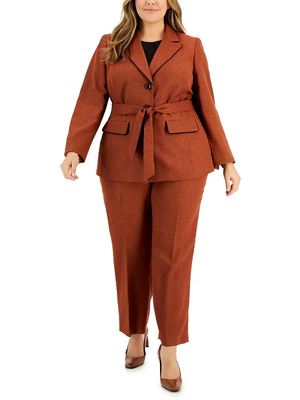 Deal Frenzy Plus Womens 2PC Polyester Pant Suit