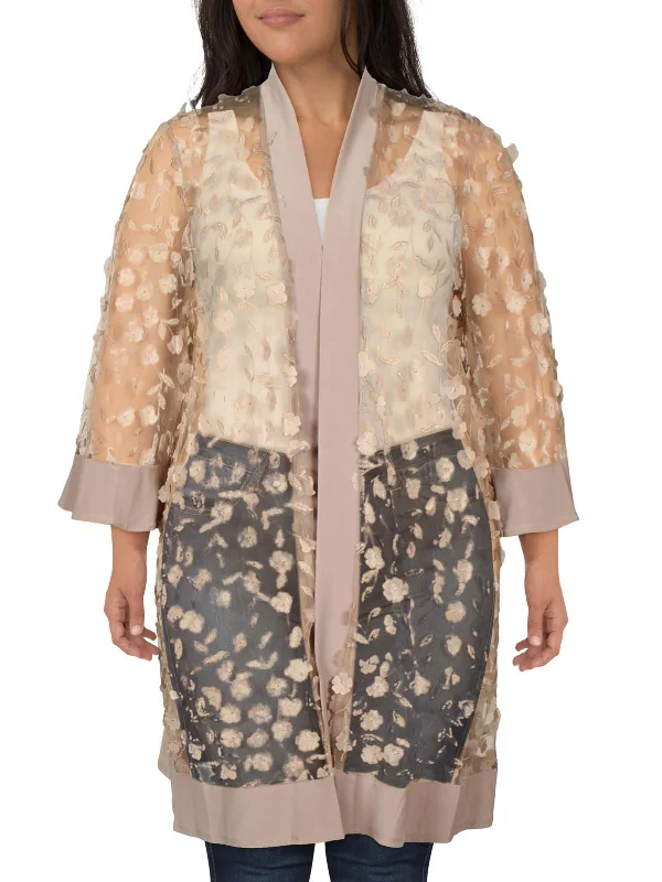 Daily Deals Plus Womens Applique Cardigan Open-Front Blazer