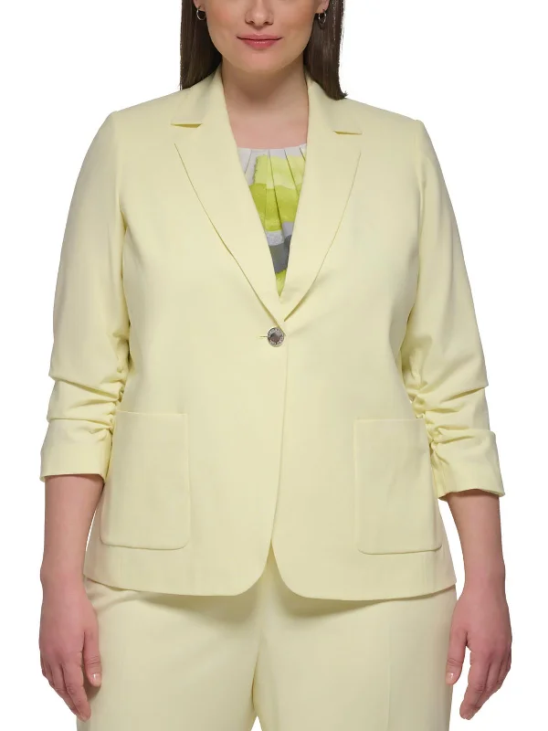 Price Reduction Plus Womens Crepe One-Button Blazer