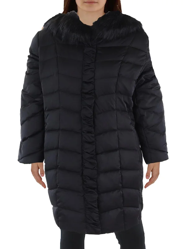 Bonus Savings Plus Womens Insulated Faux Fur Trim Puffer Jacket