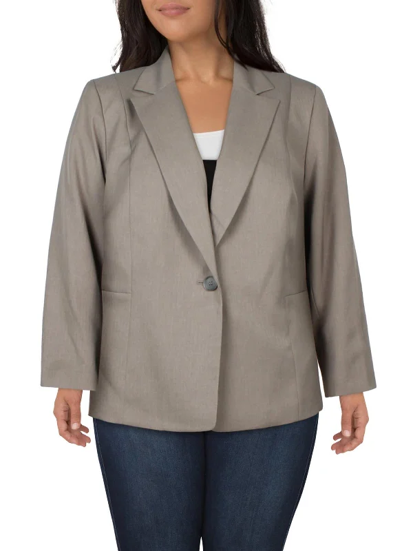 Crazy Savings Plus Womens Notch Collar Work Wear One-Button Blazer
