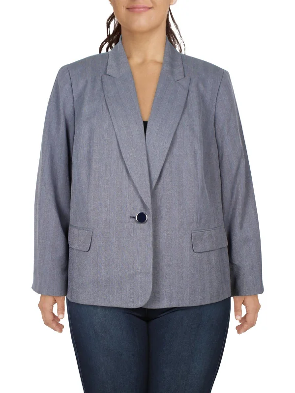 Fantastic Deals Plus Womens Pattern Polyester One-Button Blazer