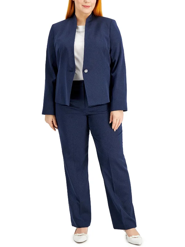 New Deals Plus Womens Pindot Polyester One-Button Blazer