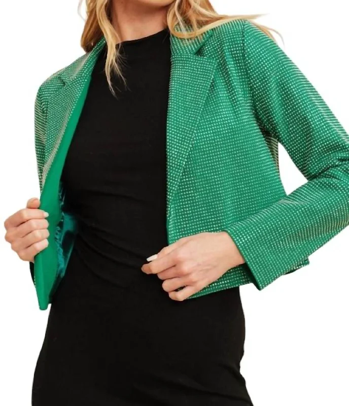 Unbeatable Prices Rhinestone Blazer Jacket In Green
