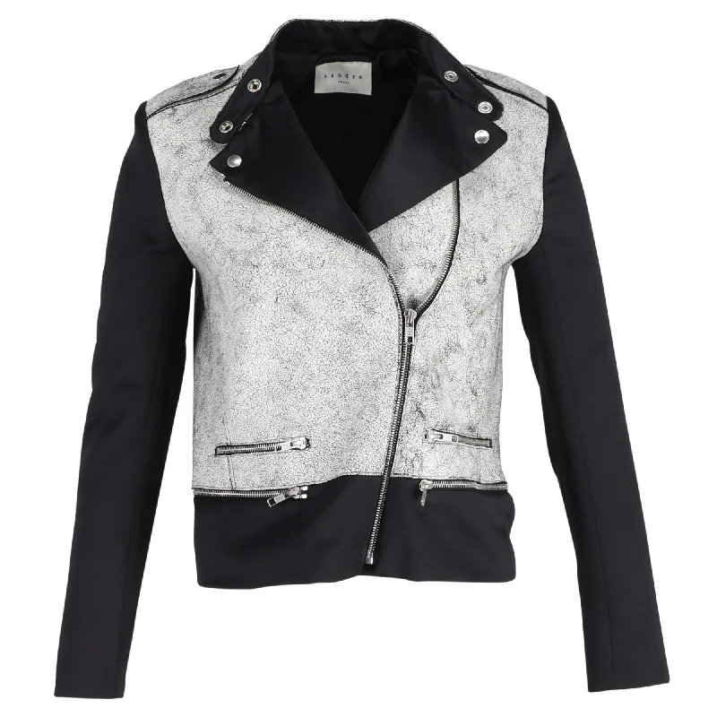 Deal Alert Sandro Biker Jacket in Grey Leather