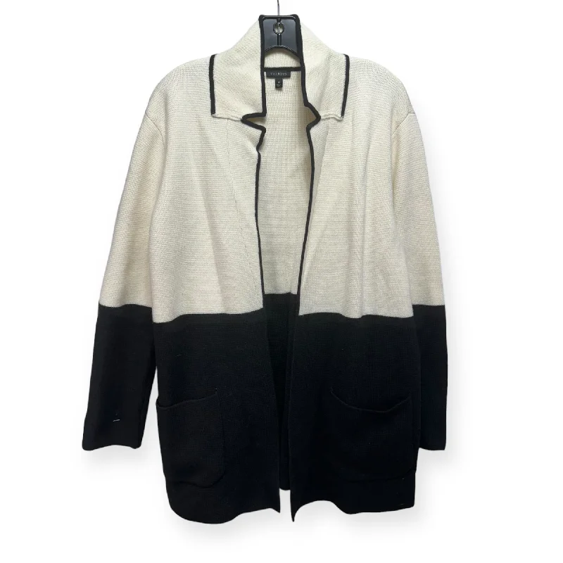 Overstock Sweater Cardigan By Talbots In Black & Cream, Size: M
