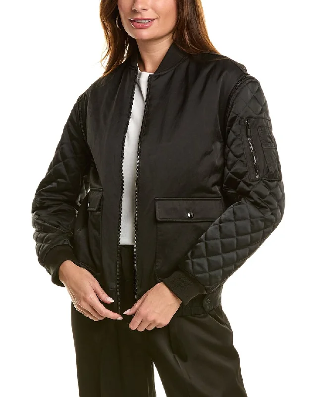 Stock Clearance The Kooples Quilted Sleeve Bomber Jacket