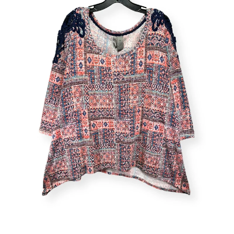 Deal Alert Top 3/4 Sleeve By New Directions In Multi-colored, Size: 3x