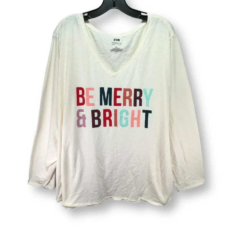 Savings Event Top Long Sleeve Basic By Evri In Cream, Size: 4x