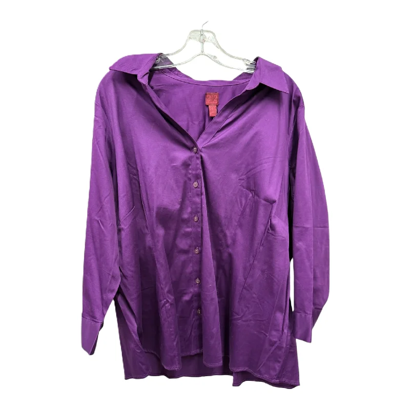 Crazy Deals Top Long Sleeve By 212 Collection In Purple, Size: 2x