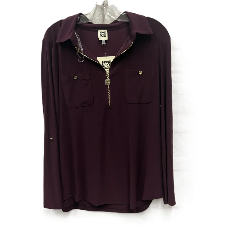 Huge Discounts Top Long Sleeve By Anne Klein In Purple, Size: L