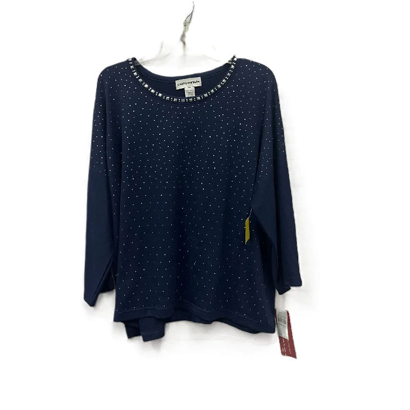 Incredible Offers Top Long Sleeve By Cathy Daniels In Navy, Size: 2x