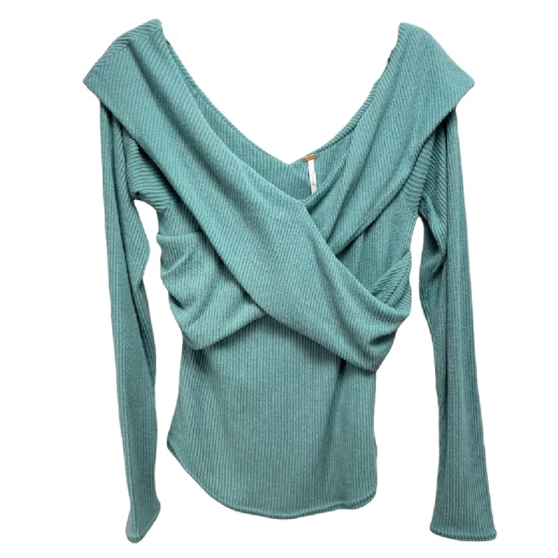 Midnight Madness Marley Off The Shoulder Rib Sweater By Free People In Juniper Berry, Size: M