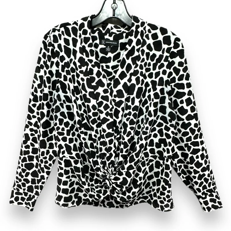 Bonus Savings Giraffe-Print Twist-Front Blouse By Inc In Black & White, Size: M