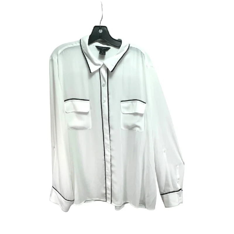 Exclusive Deal Top Long Sleeve By Investments In White, Size: 3x