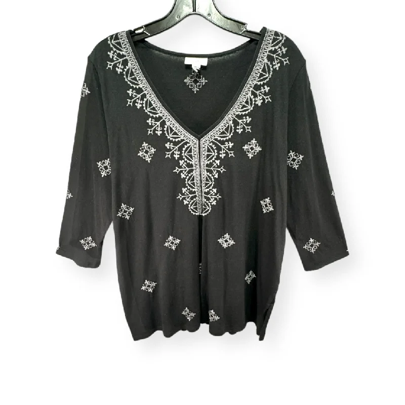 Price Meltdown Top Long Sleeve By J. Jill In Black & Grey, Size: Petite  M