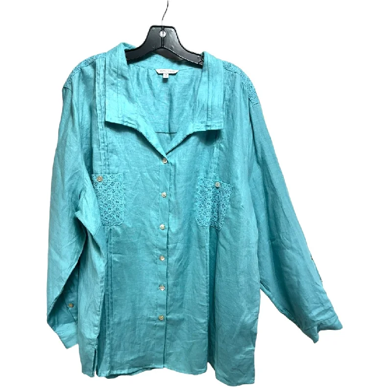Super Bargain Top Long Sleeve By John Mark In Blue, Size: 3x