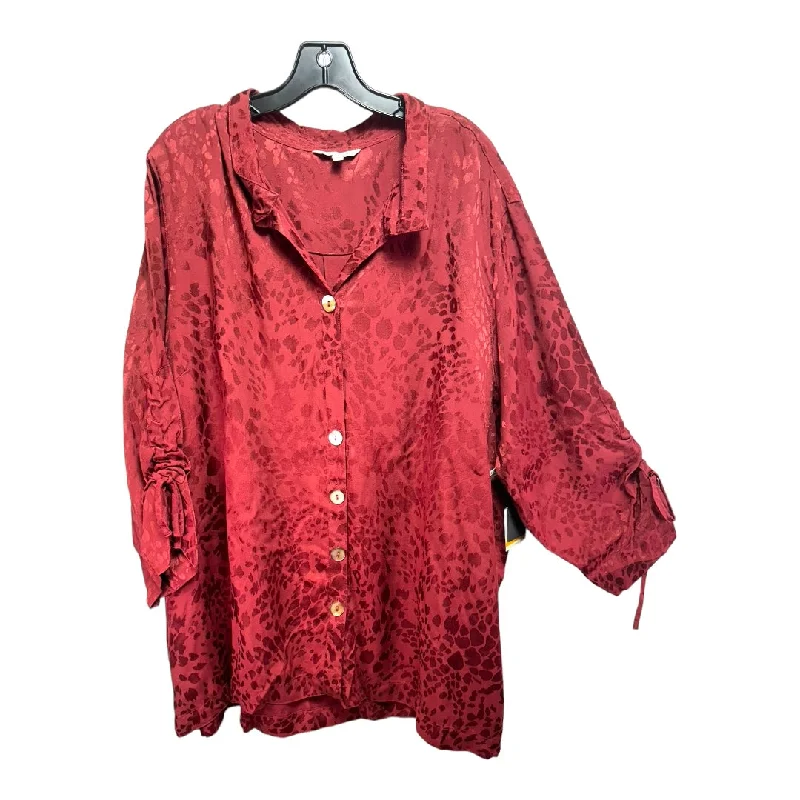 Stock Clearance Top Long Sleeve By John Mark In Red, Size: 3x