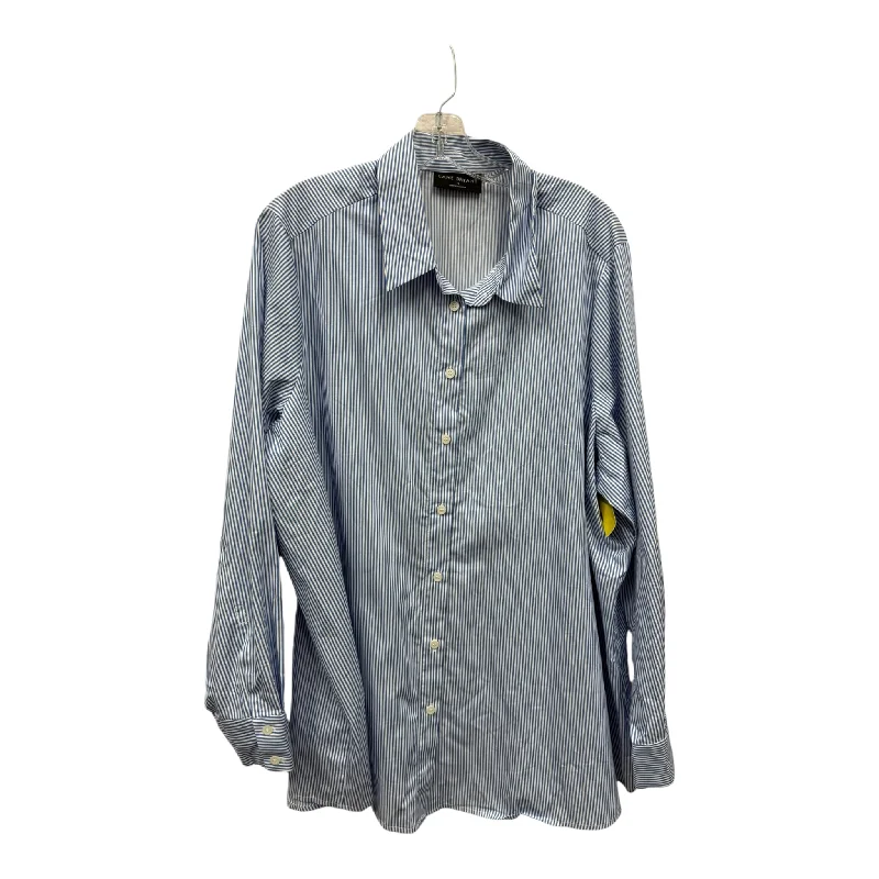 Act Fast Top Long Sleeve By Lane Bryant In Blue & White, Size: 3x