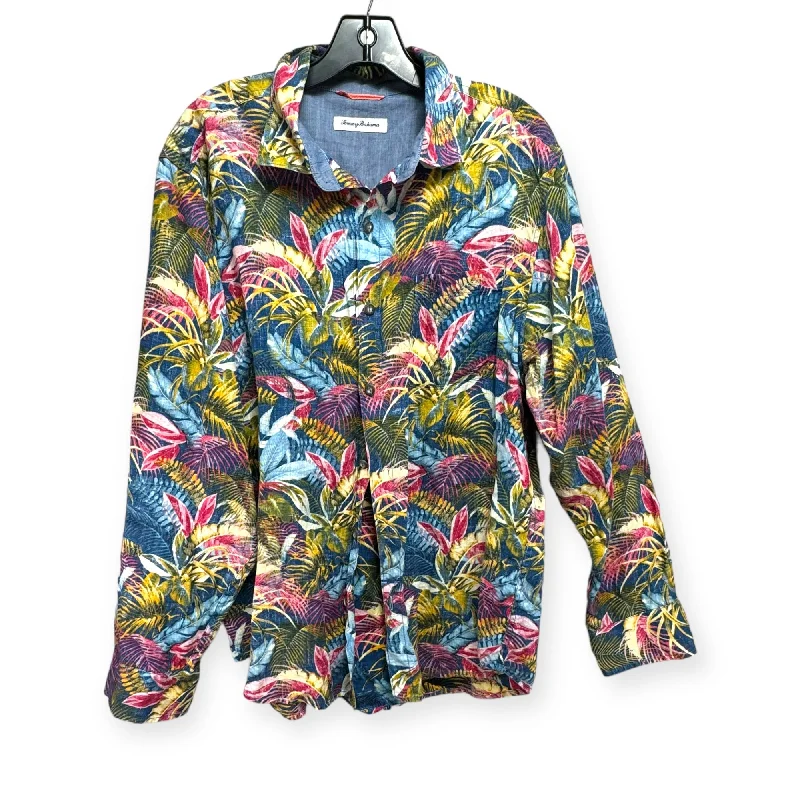 TIME-Limited Offer Top Long Sleeve By Tommy Bahama In Tropical Print, Size: L