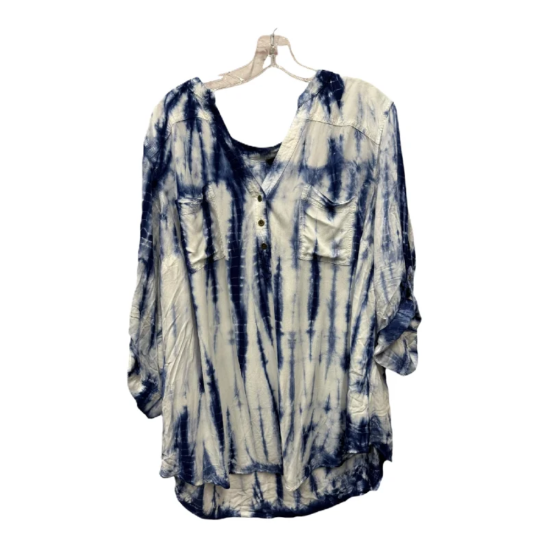 Best Bargains Top Long Sleeve By Torrid In Blue & White, Size: 3x