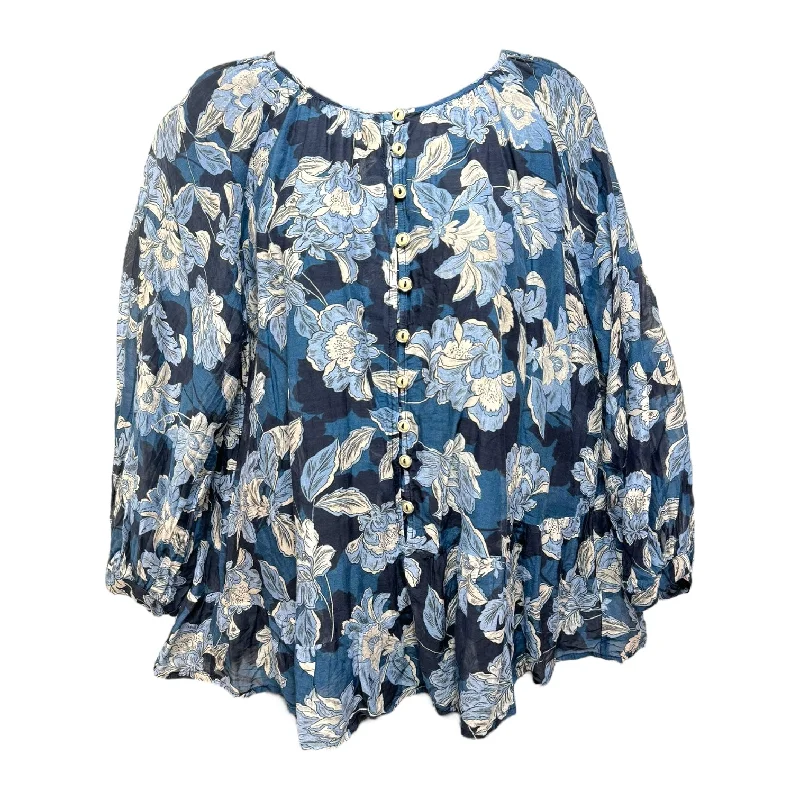 Don't Wait Nerissa Cotton-Silk Top Designer By Johnny Was In Blue, Size: M