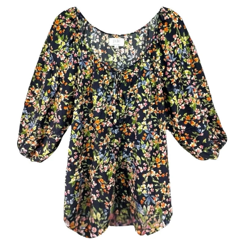 Special Buy Rocco Peasant Silk Top Designer By Jade Collection By Johnny Was In Floral Print, Size: M Special Buy Rocco Peasant Silk Top Designer By Jade Collection By Johnny Was In Floral Print, Size: M
