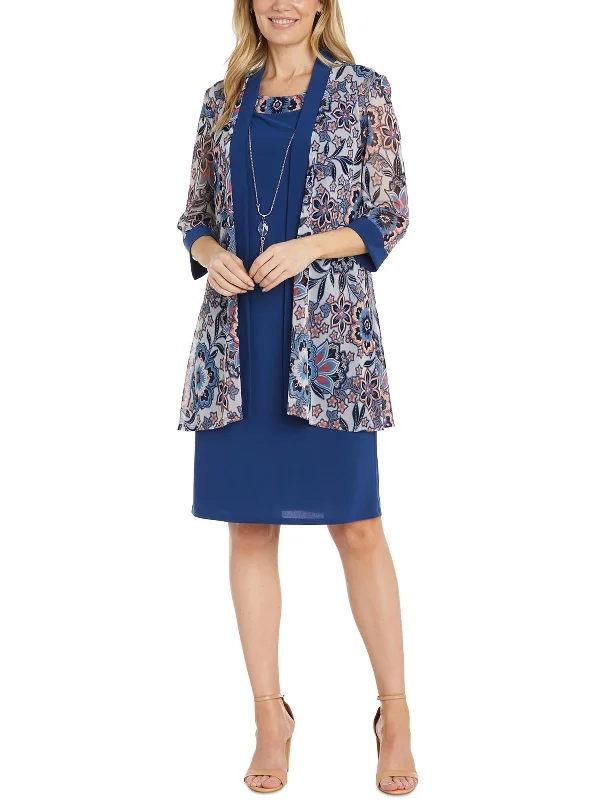 Midnight Sale Womens Floral Print Cardigan Open-Front Blazer