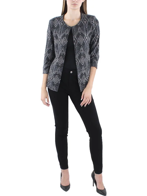 Exclusive Offers Womens Glitter Cardigan Collarless Blazer