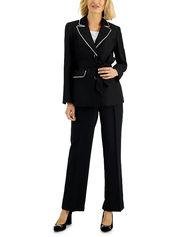 Can't Miss Womens Herringbone Office Two-Button Blazer