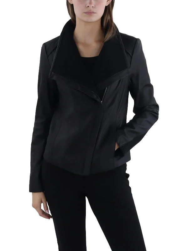 Clearance Event Womens Leather Asymmetric Leather Jacket