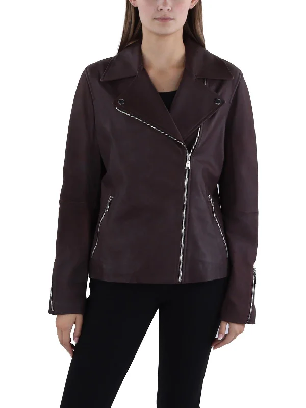 Doorbuster Deal Womens Leather Zipper Leather Jacket