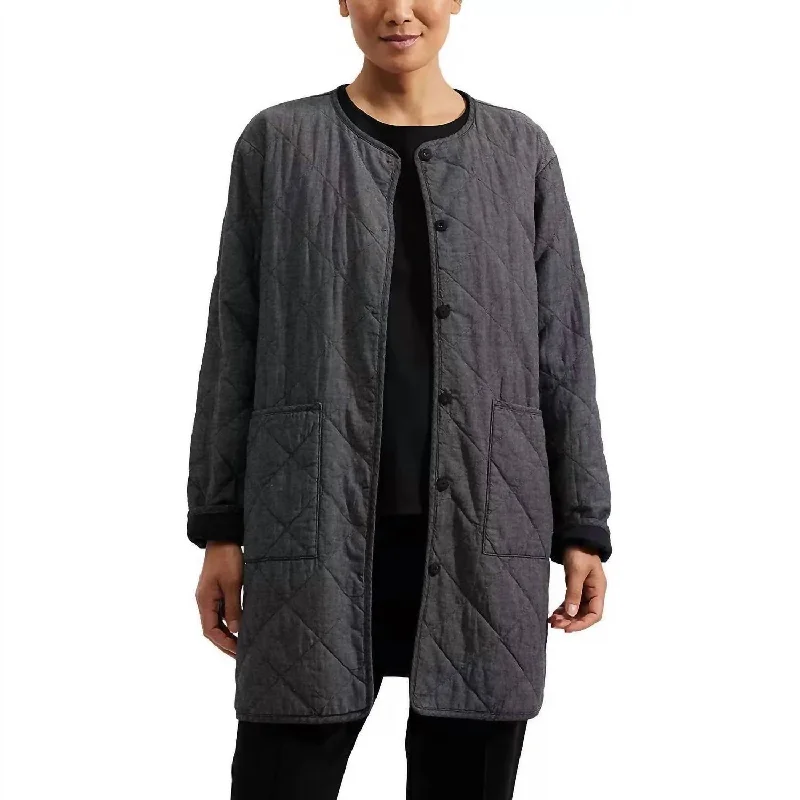 Can't Miss Women's Long Quilted Cotton Coat In Black