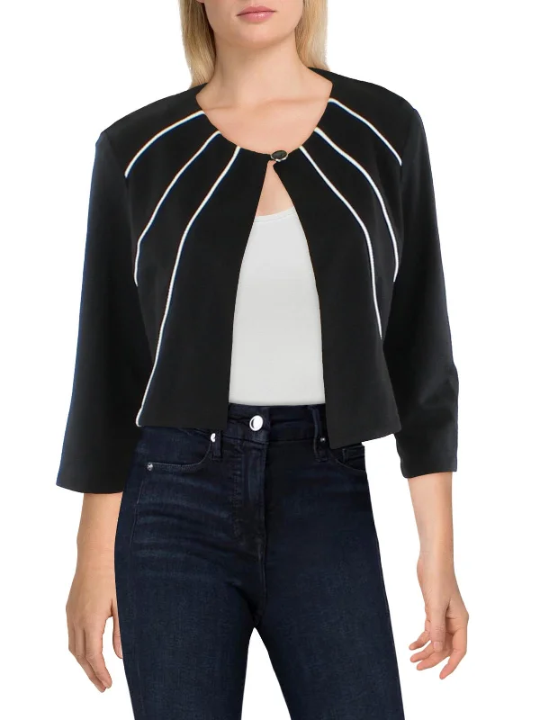 Deal of the Week Womens Piping Cropped Collarless Blazer
