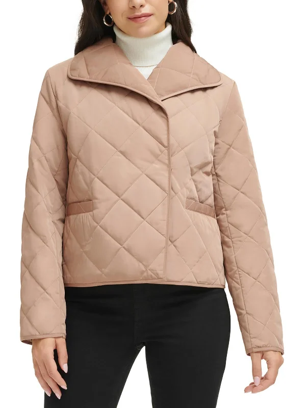 Discount Extravaganza Womens Quilted Collared Wrap Coat