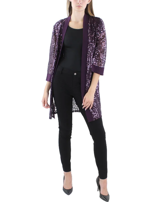 Special Savings Womens Sequined Collareless Open-Front Blazer