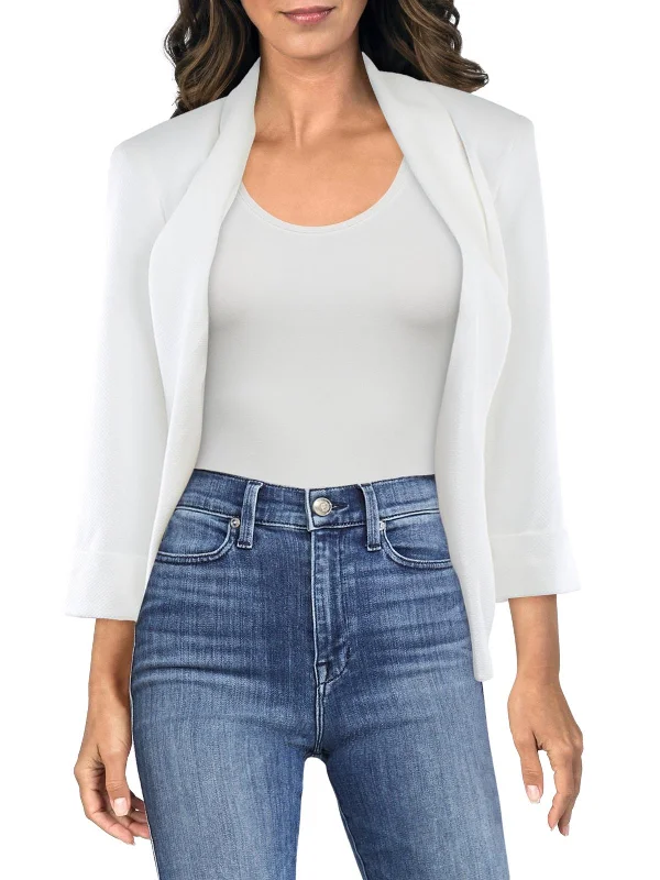 Factory Direct Sale Womens Shaw Collar Textured Open Front