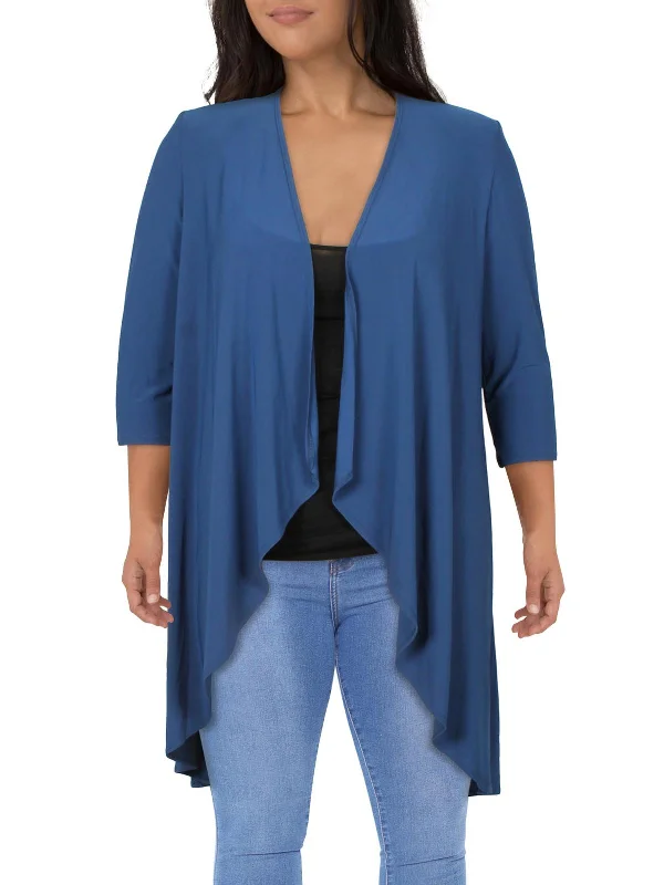 Midnight Madness Womens Solid Polyester Duster Blazer