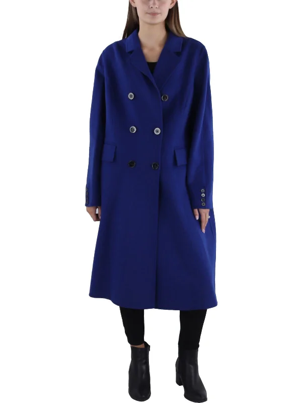 Discount Days Womens Wool Blend Double Breasted Wool Coat